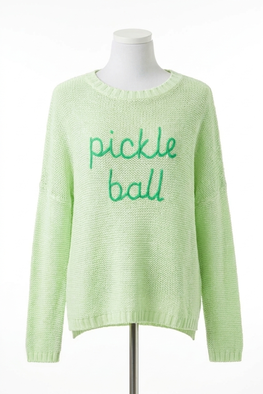 NEW WOODEN SHIPS pickleball crew cotton sweater in mojito/seagreen